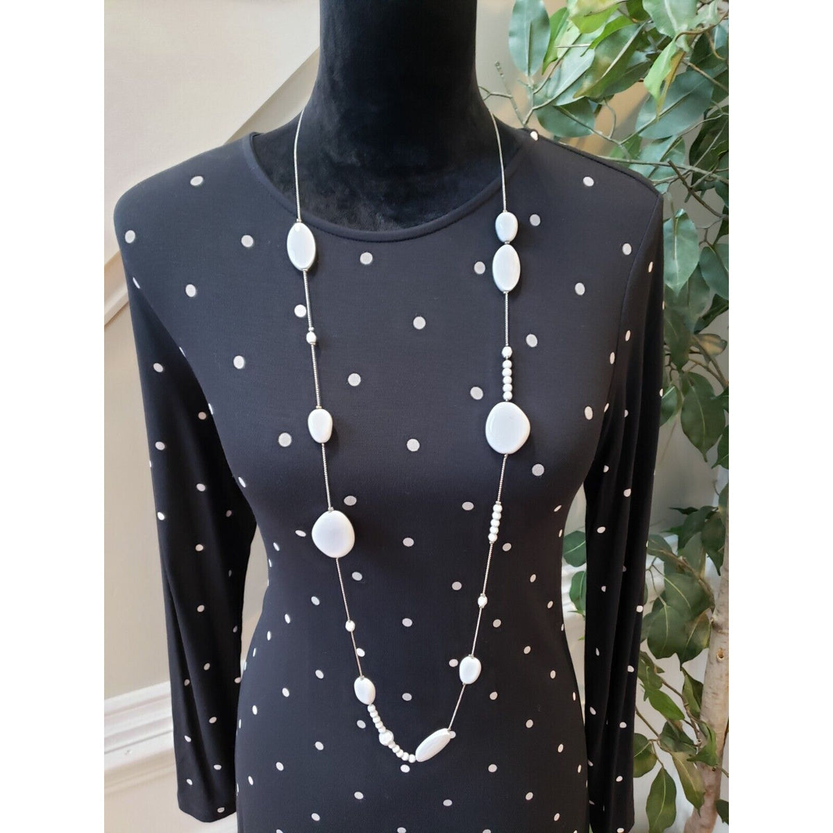Old Navy Women Black Polka Dot Round Neck Long Sleeve Knee Length Sheath Dress S