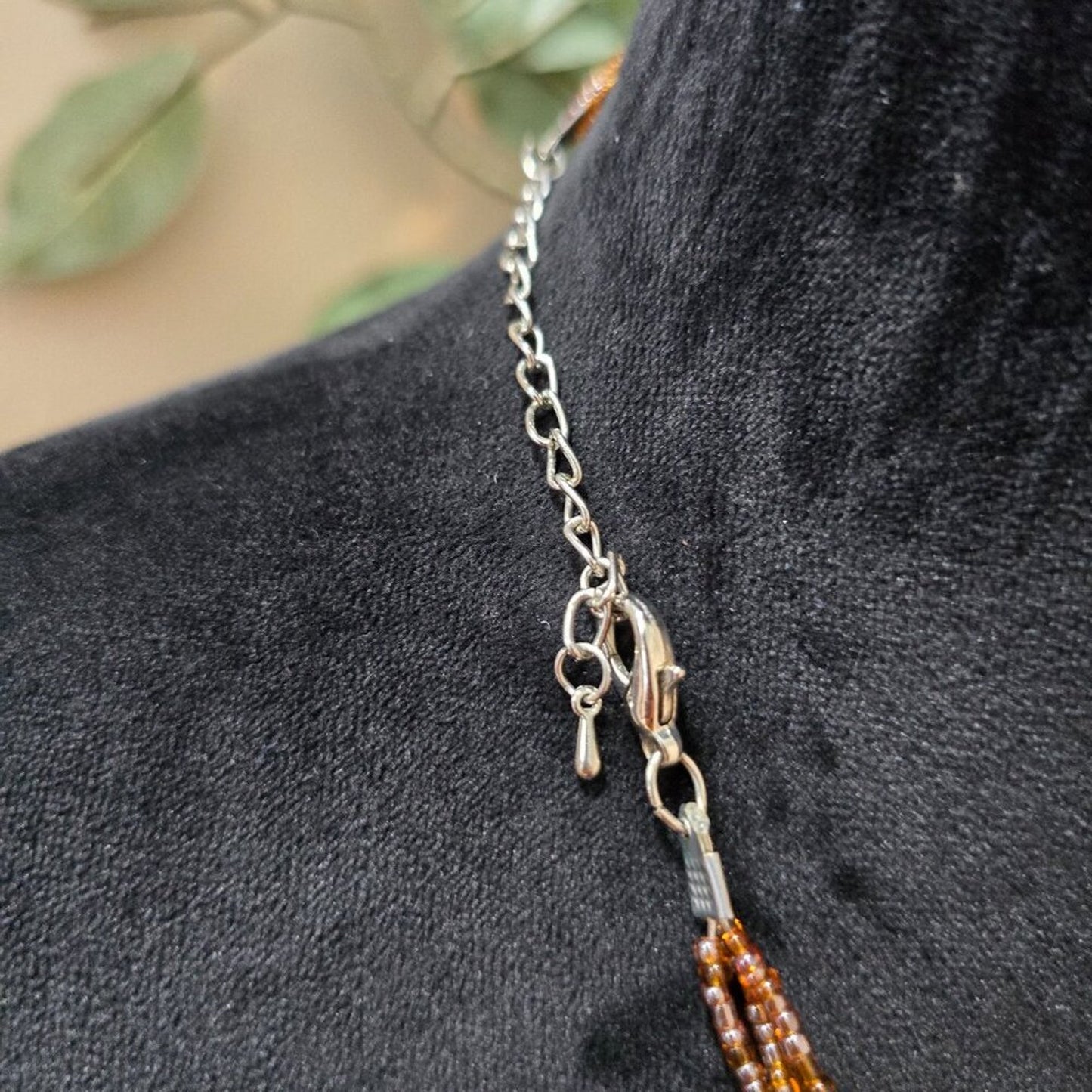 Womens Agate Stone Traditional African Trade Beaded Necklace with Lobster Clasp