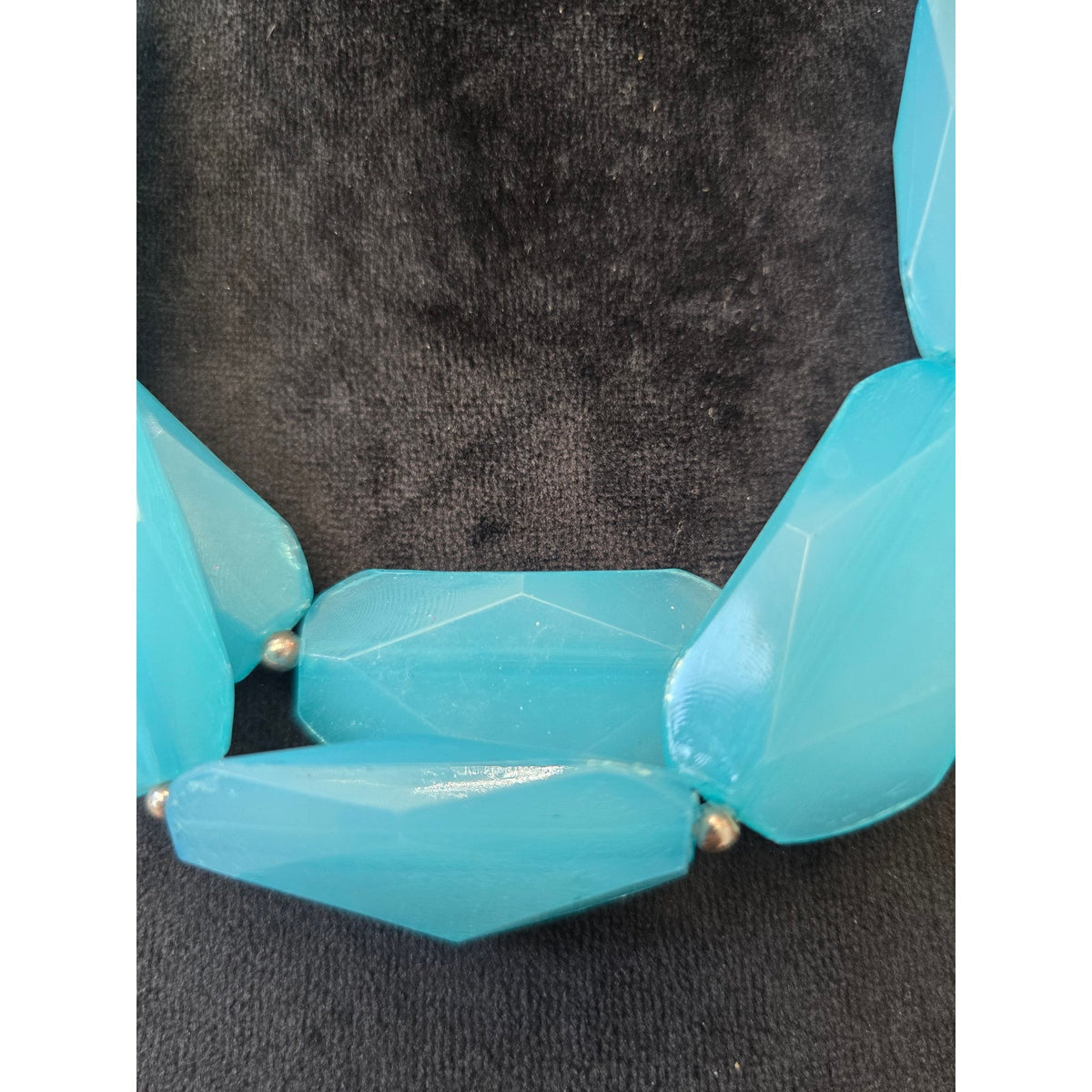 Women's Turquoise Faceted Resin Two-Strand Choker Necklace with Lobster Clasp