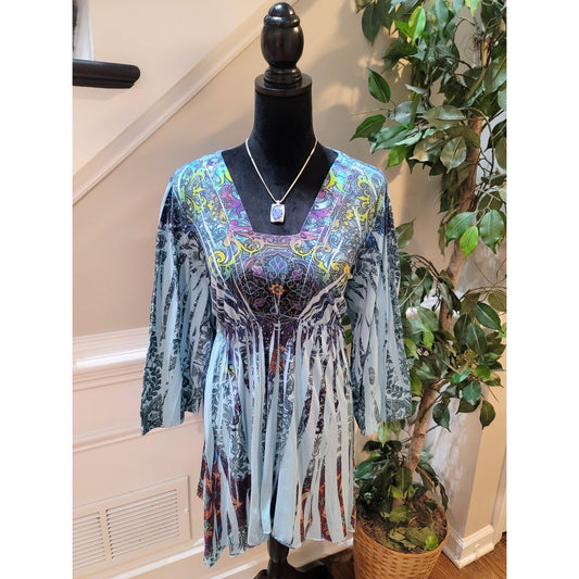 Style & Co Jeans Blouse Top Women's Size X-Large Multicolor Long Sleeve