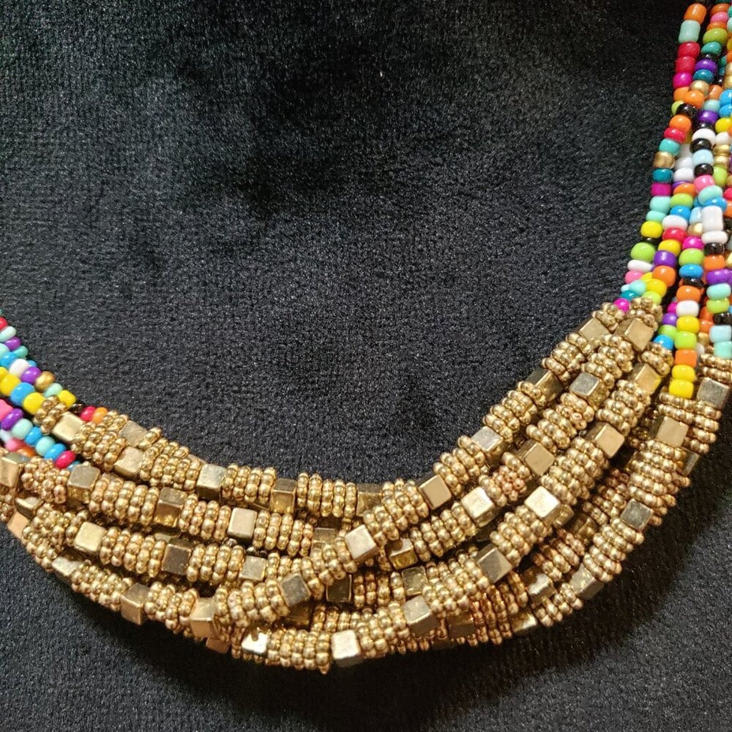 Women Fashion Multicolor Multiple Layer Beaded Necklace Jewelry w/ Lobster Clasp