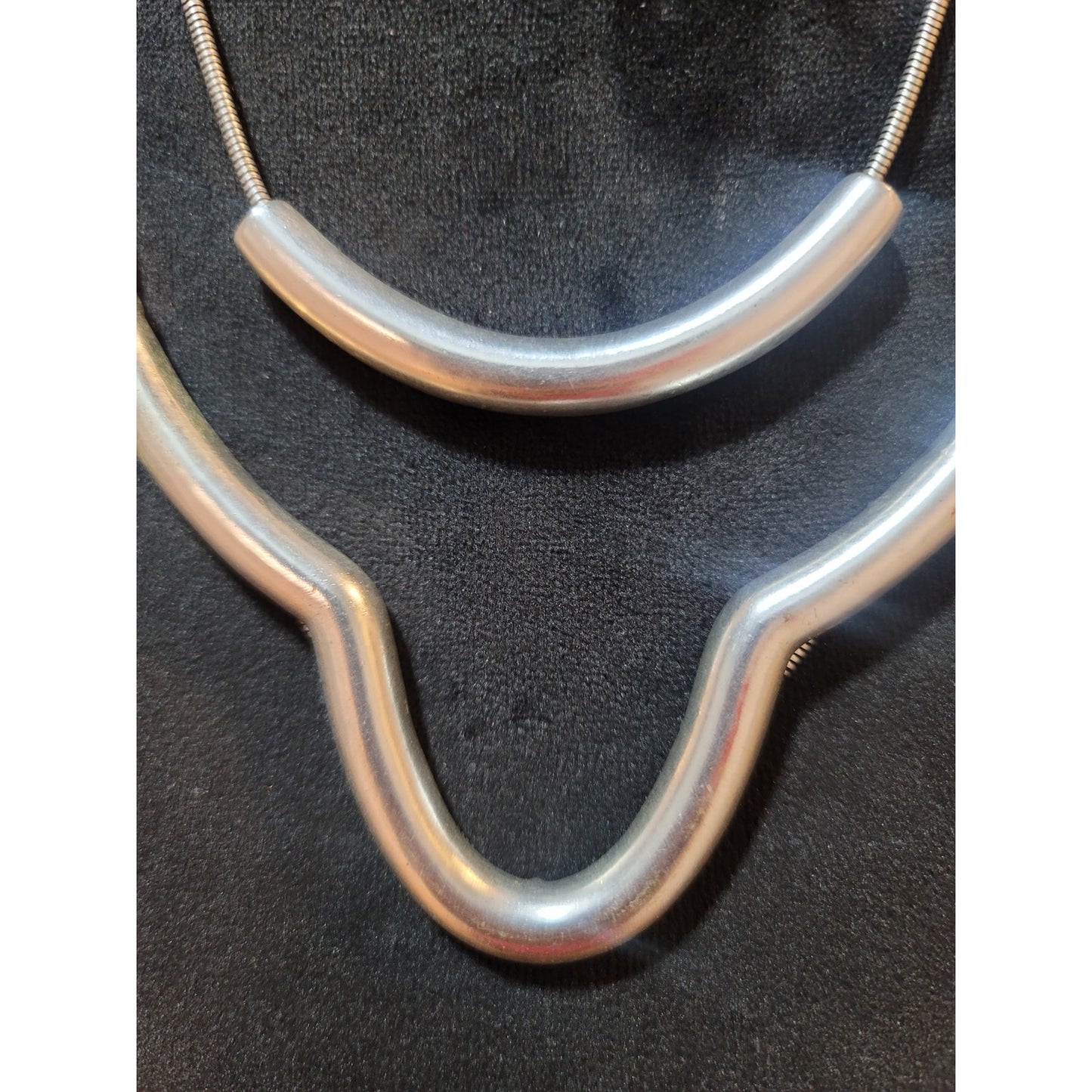 Women's Silver Tone Double Layer Statement Necklace With Lobster Clasp Jewelry