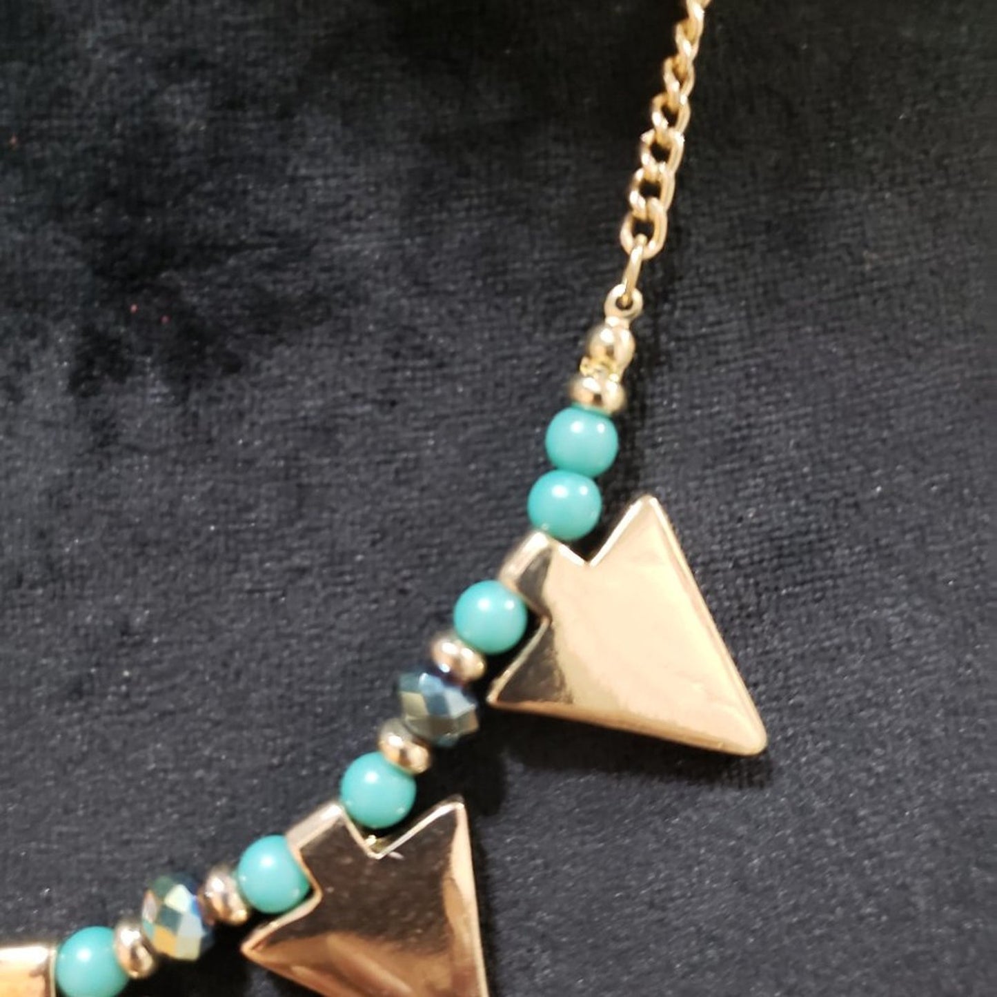Chicos Womens Fashion Beaded Gold Tone Triangle Charm Necklace w/ Lobster Clasp