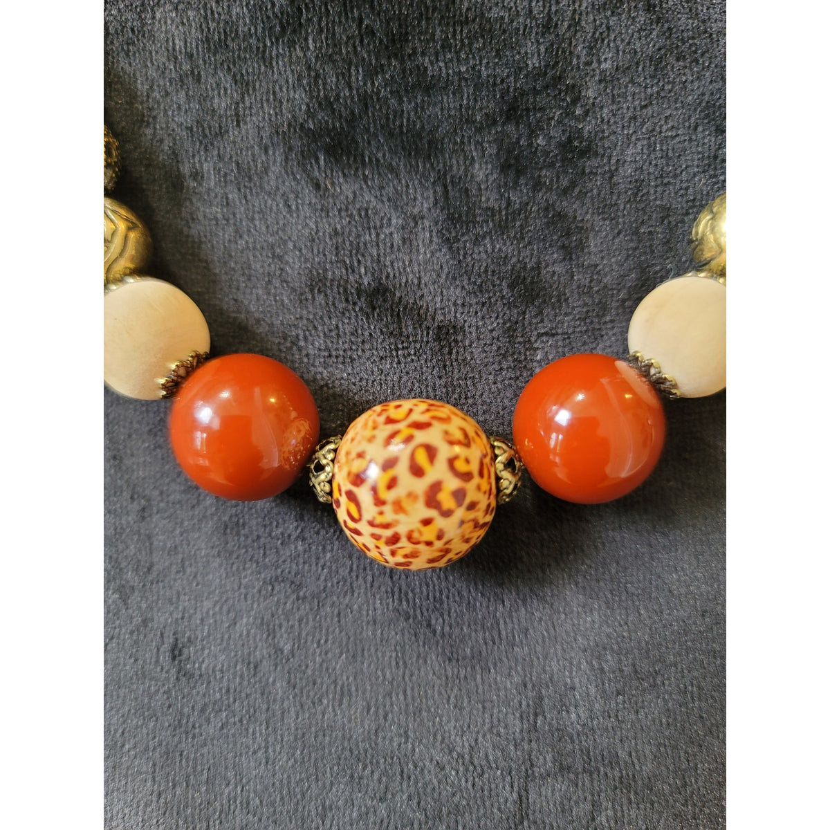 Women's Gold Chain Statement Necklace With Multicolor Beads And Lobster Lock