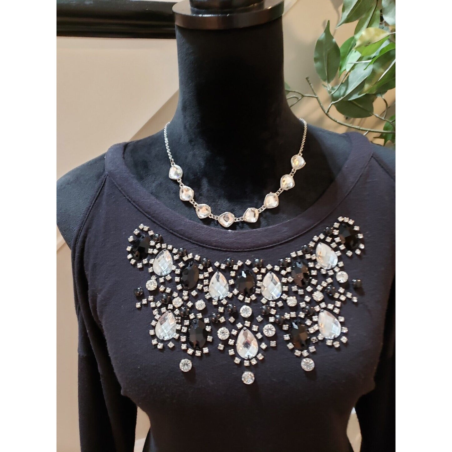 I.N.C. International Concepts Black Rhinestone Cold Shoulder Sweater Small