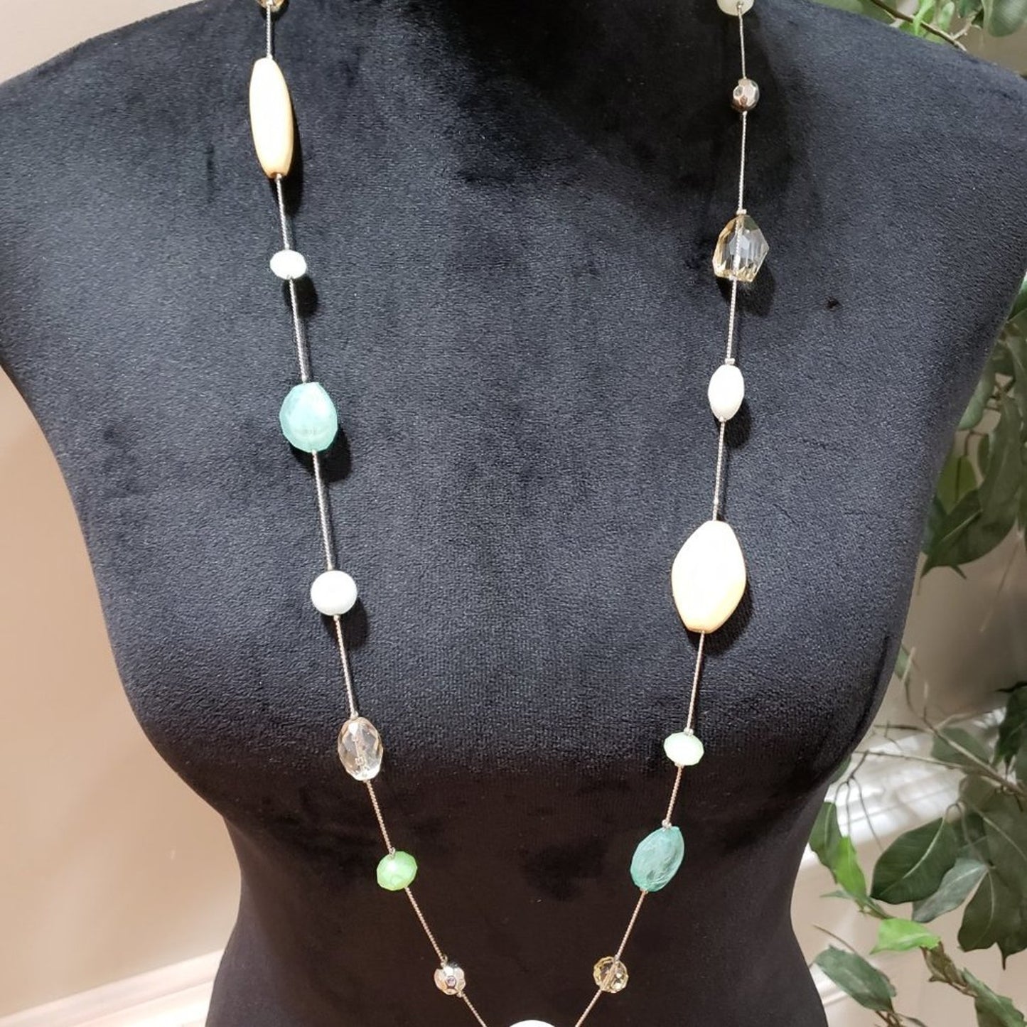 Womens Fashion Beautiful Multi Gemstones Long Collar Necklace with Lobster Clasp