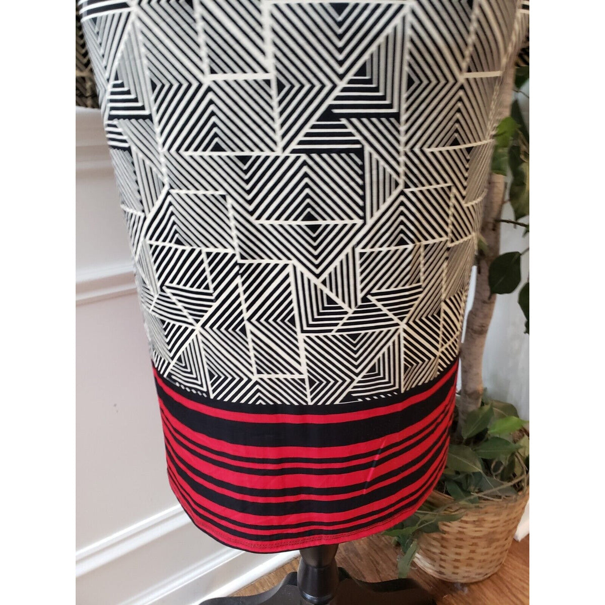 Tacera Women's Black & White Polyester V-Neck Long Sleeve Knee Length Dress XL