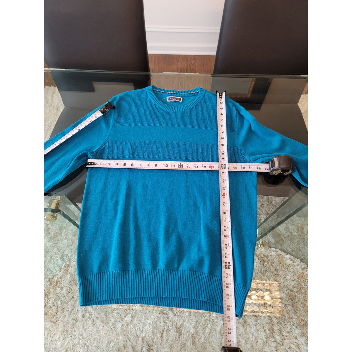 Club Room Sweater Men's Size Large Blue 100% Cotton Crew Neck Long Sleeves