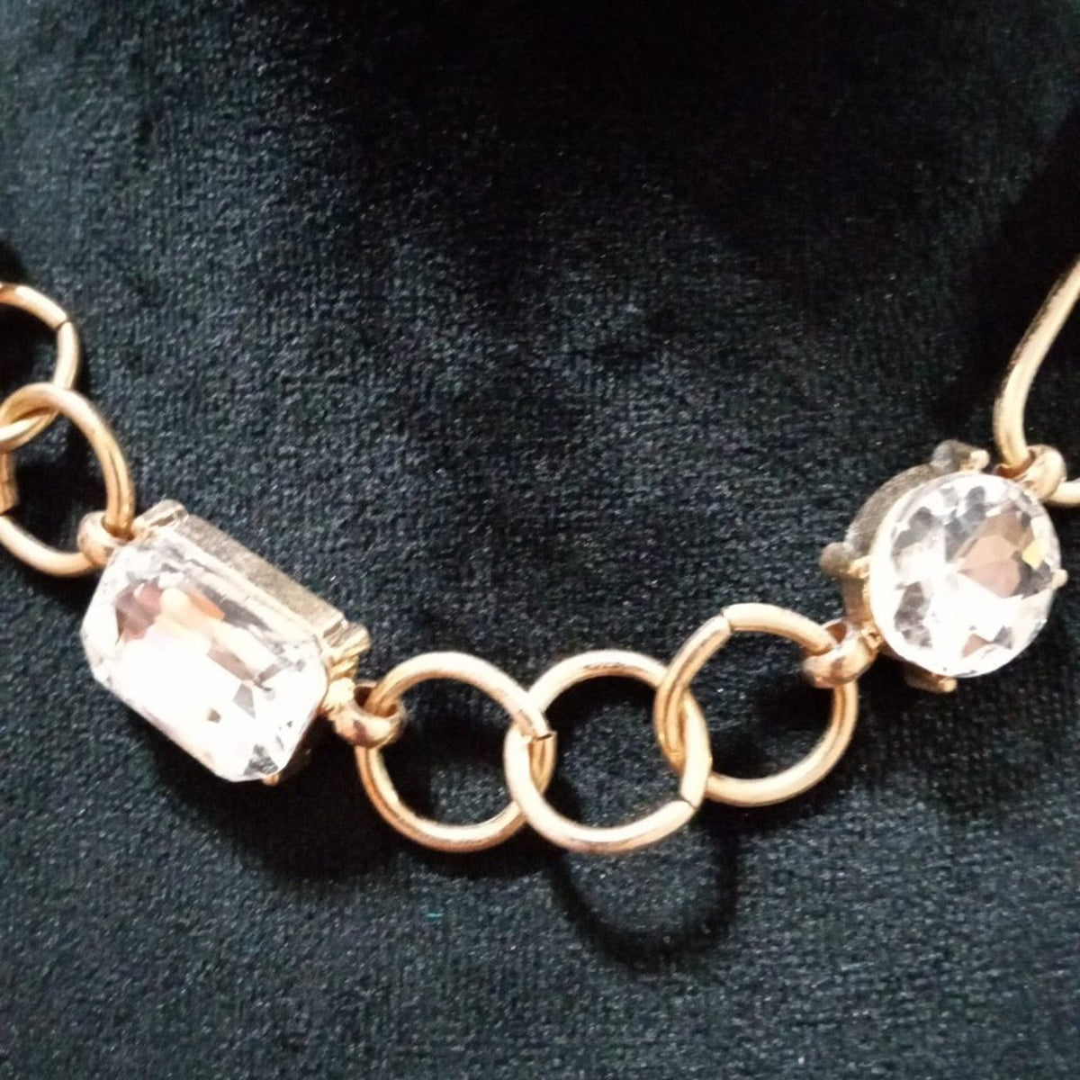 Womens Fashion Clear Faceted Rhinestone Choker Necklace with Lobster Clasp