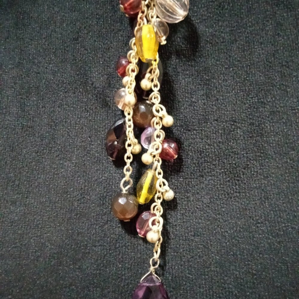 Womens Fashion Chunky Fringe Charm Beaded Collar Necklace w/ Lobster Clasp