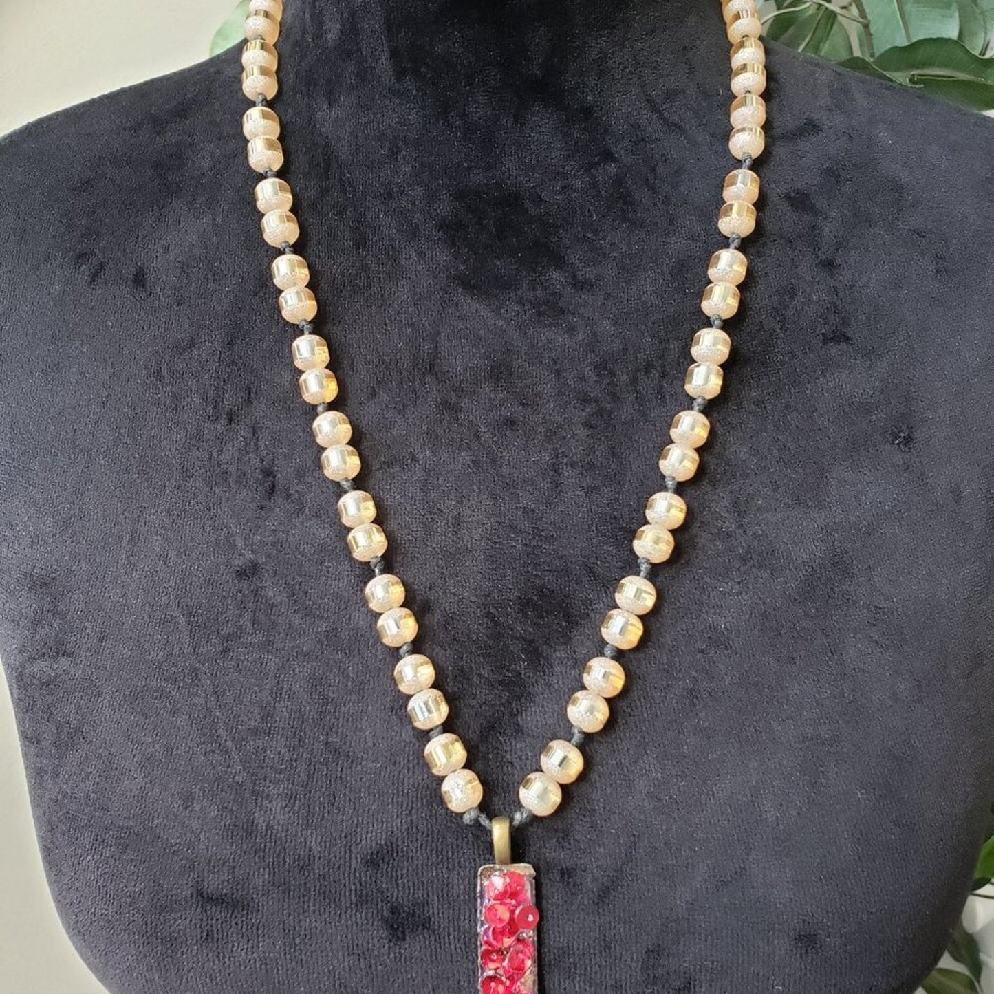 Custom Yellow Crystal Beads Jasper Rectangle Tower Necklace with Lobster Clasp