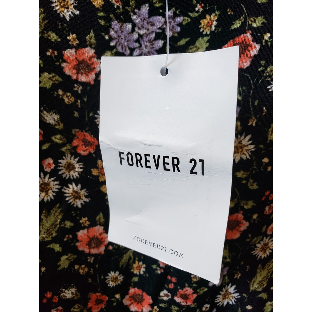 Forever 21 Long Maxi Dress Womens 1X Black Floral High Thigh Slit Plunge V Neck