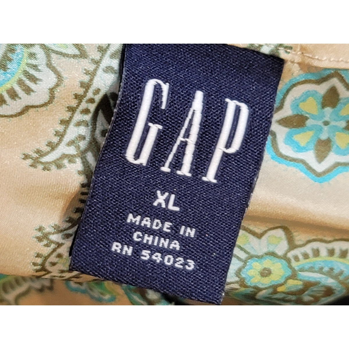 Gap Halter Top Women's SZ XL Turquoise Beige Paisley Printed Open Back Blouse