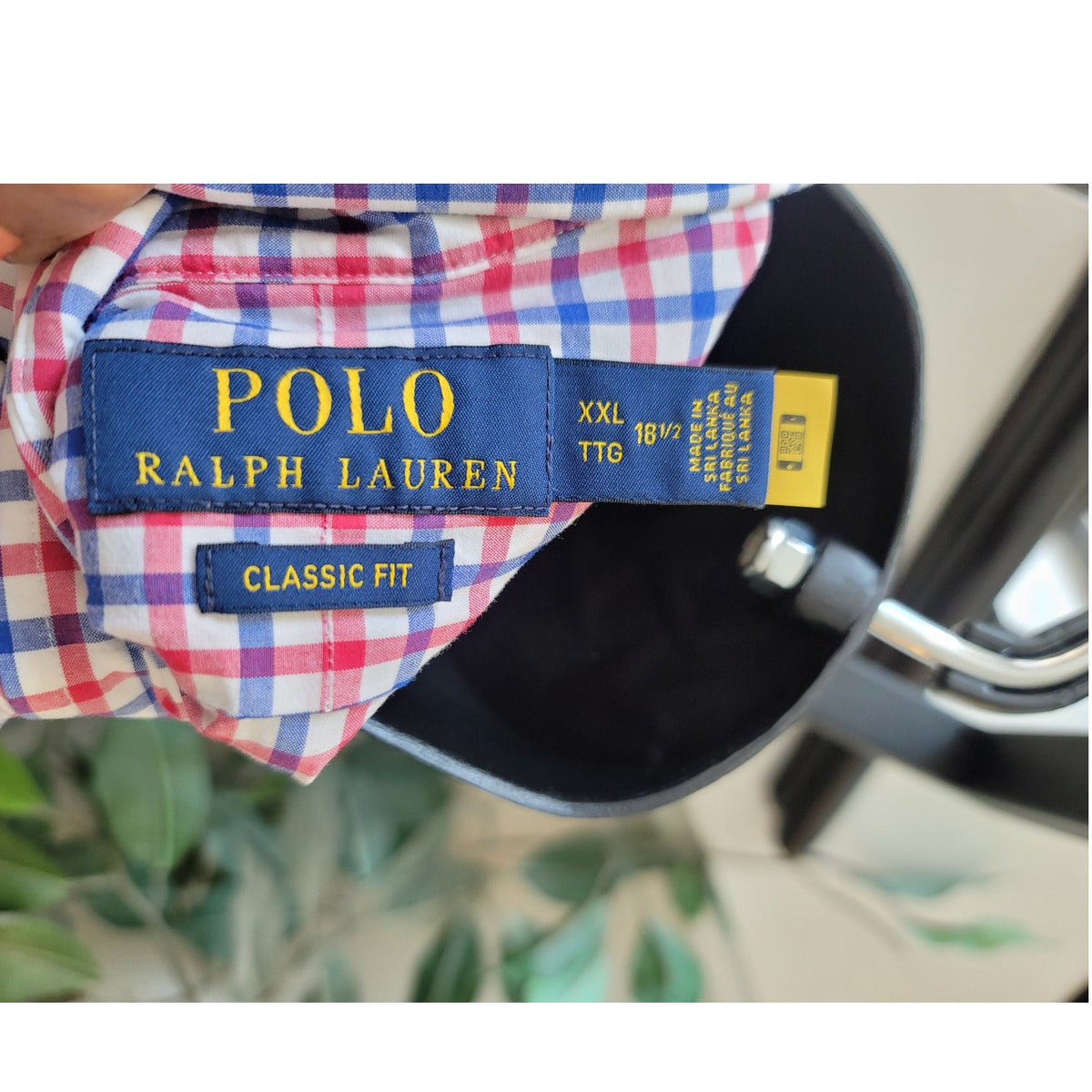 Polo Ralph Lauren Button-Down Shirt Men's XXL Red Blue Cotton Blend Checked