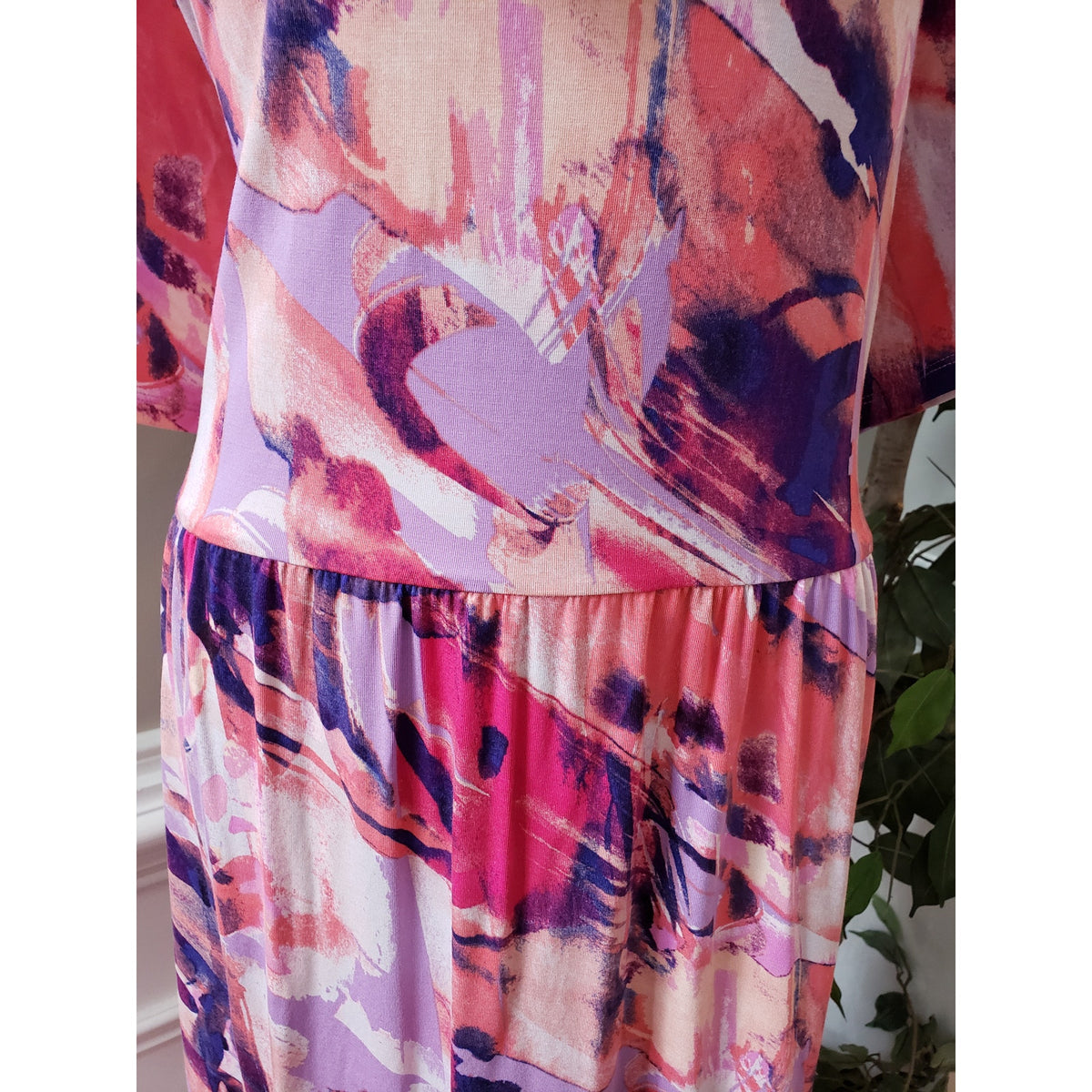LOGO by Lori Goldstein Dress Women 2X Multicolor Midi Stretch Soft Knit Casual