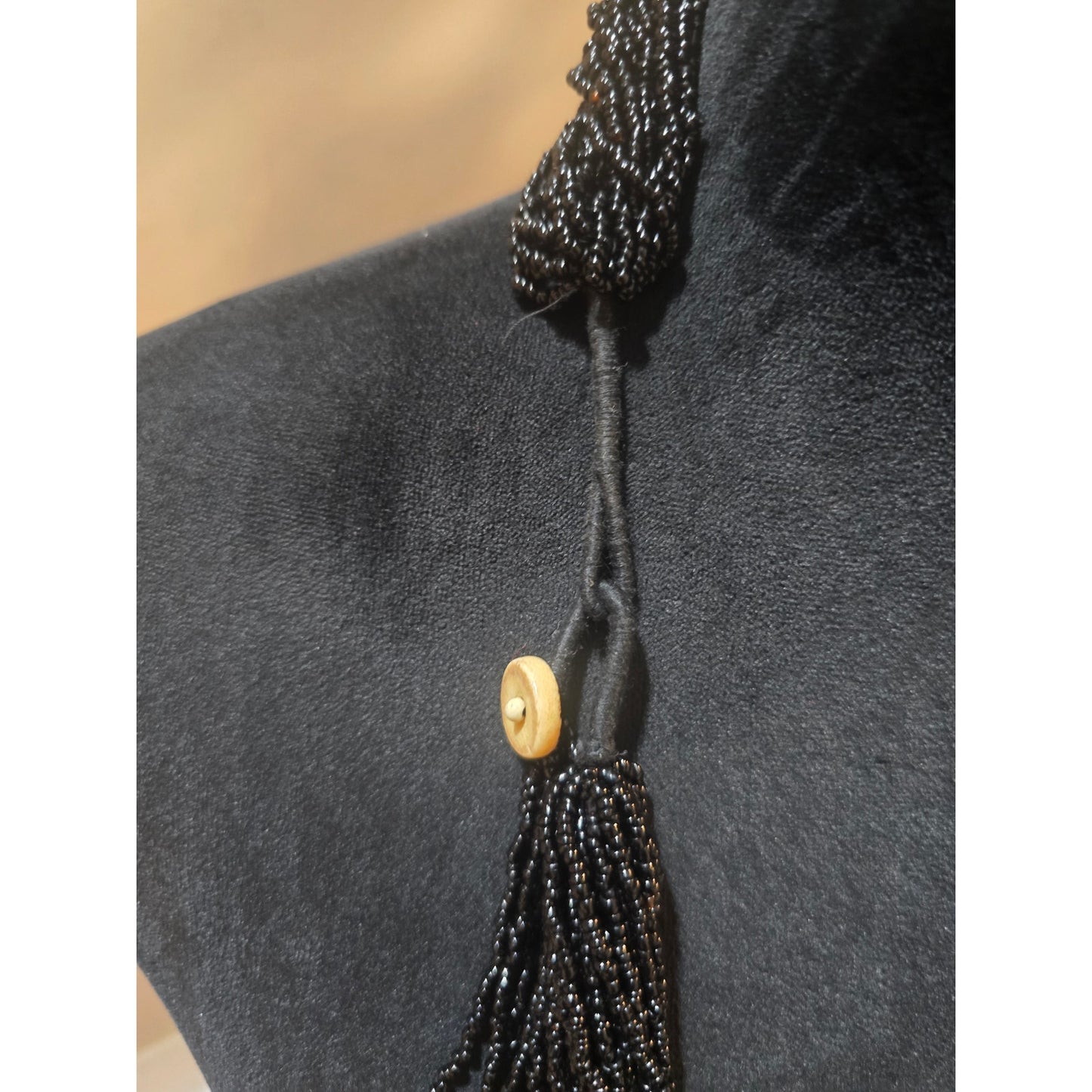 Women's Multi Strand Black Beaded Necklace With Gold Accents Lobster Claw Clasp