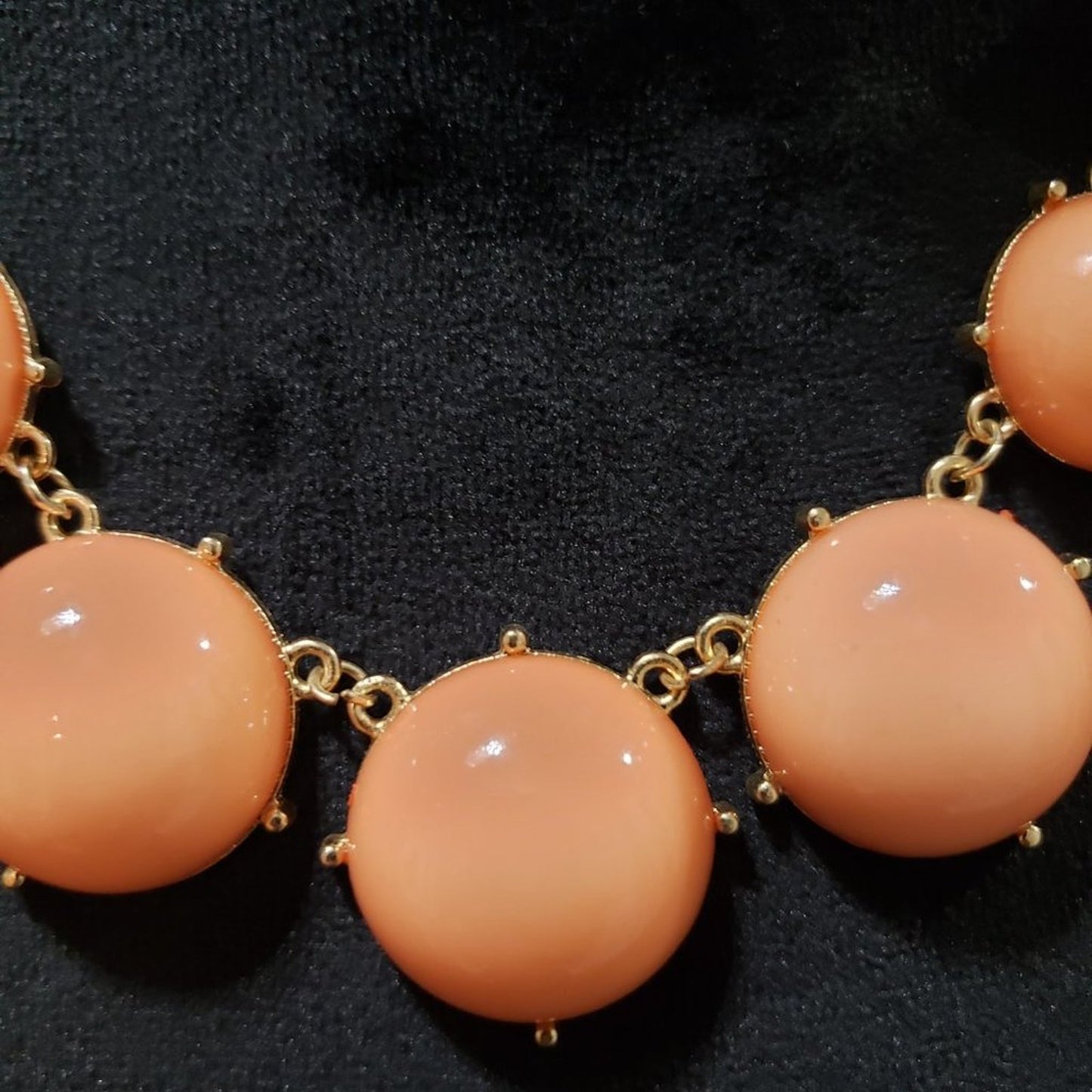 Womens Round Orange Chunky Beaded & Gold Tone Chain Necklace
