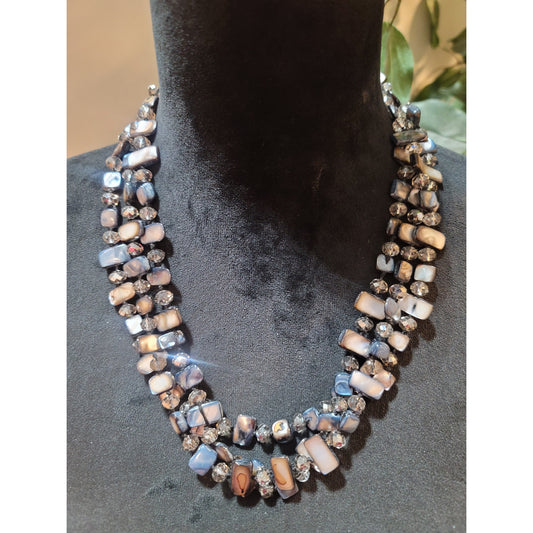 Women's Multicolor Beaded Double Strand Necklace With Lobster Claw Lock Elegant