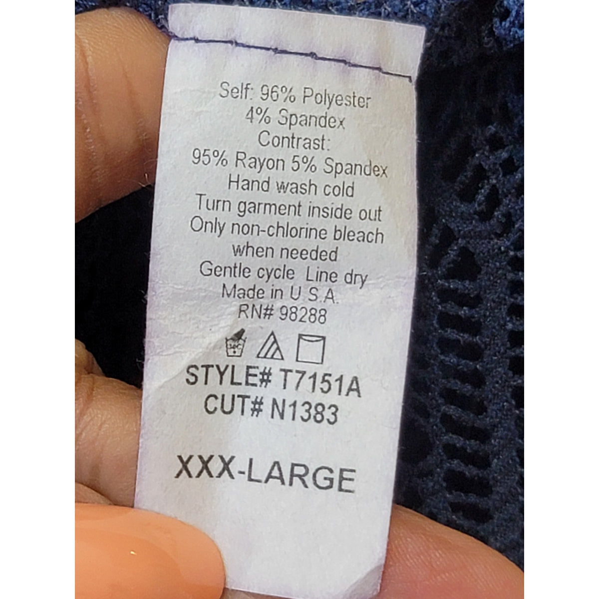 Cal Style Sheer Blouse Women's Size 3X-Large Navy Blue Boat Neck Long Sleeves