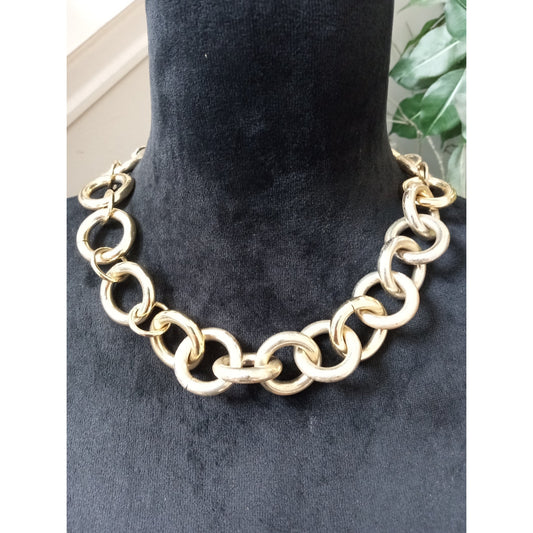 J.Crew Gold Tone Chunky Link Chain Statement Necklace Toggle Clasp