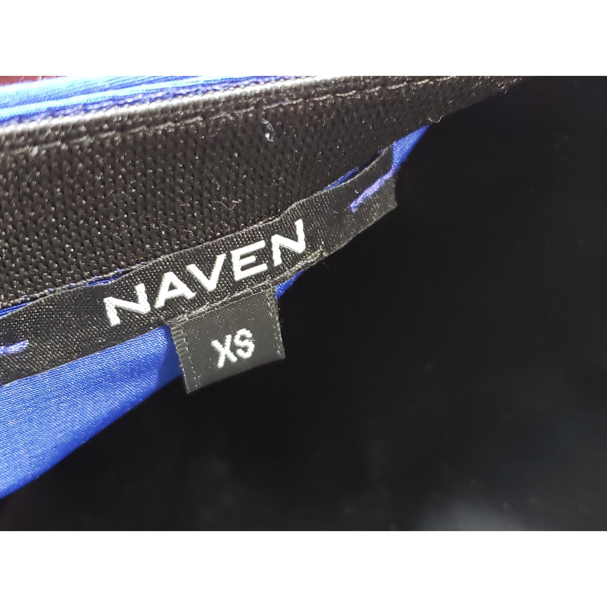 Naven Knee Length Dress Womens XS Blue Lined Pleated Back Zip Off The Shoulder
