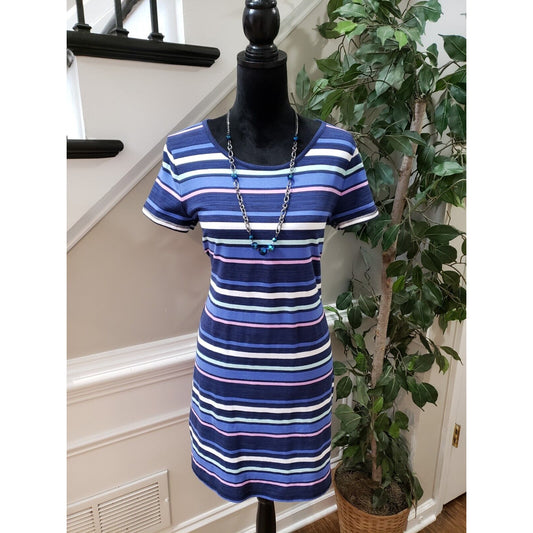T By Talbots Womens Multicolor Round Neck Short Sleeve Knee Length Dress Size MP