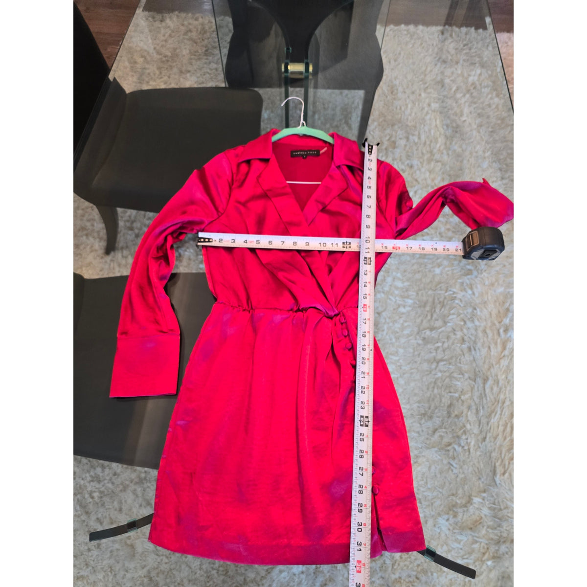 Endless Ross Mini Dress Women's Small Fuchsia Pink 100% Polyester Long Sleeves