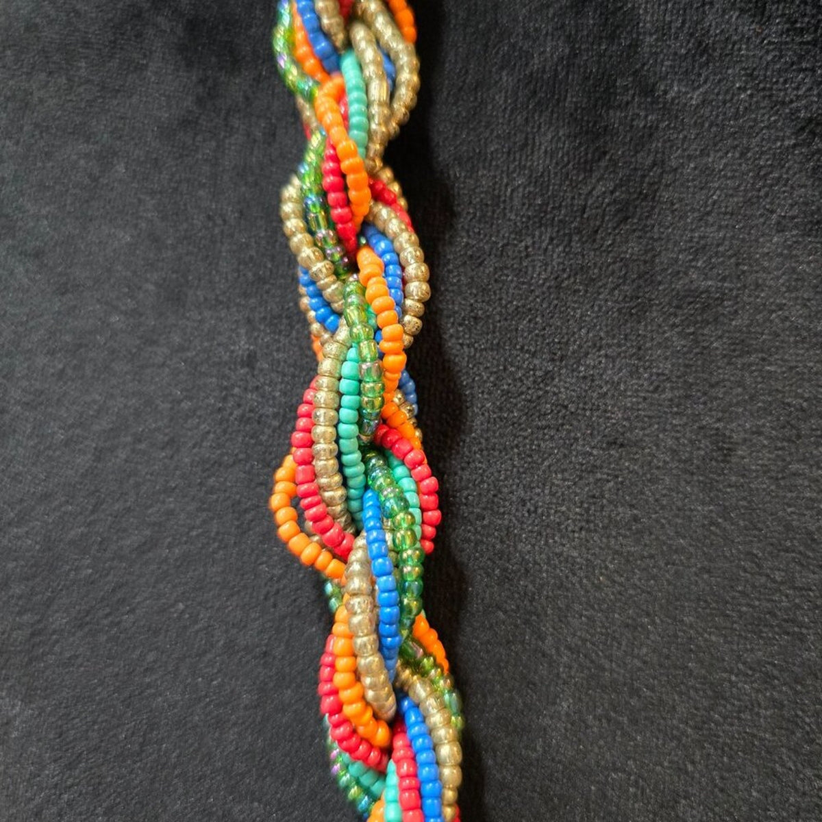 Women Multicolor Seed Beads Twisted Multiple Layered Necklace with Lobster Clasp