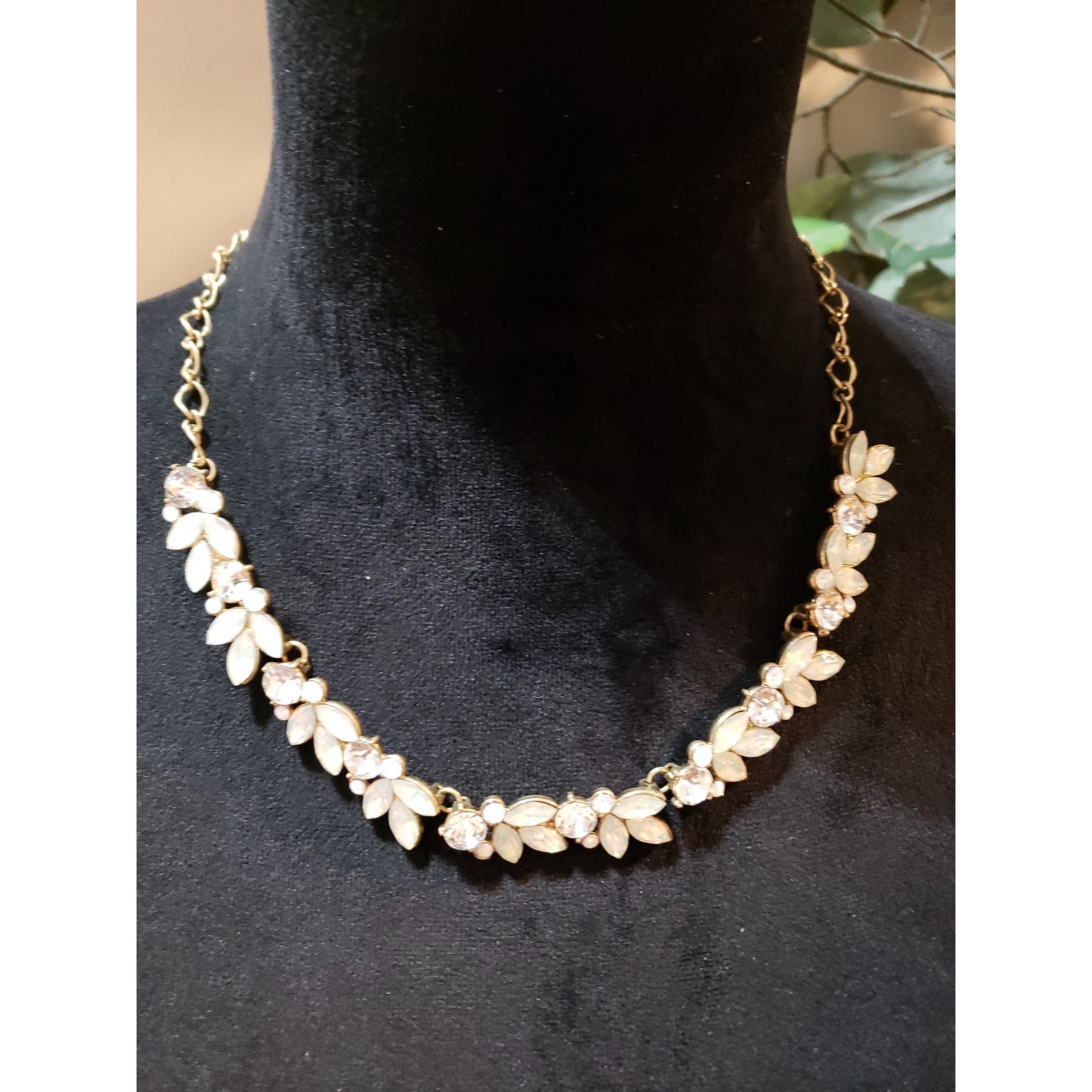 Womens Green & Clear Rhinestone Glam Necklace with Elegant Earrings