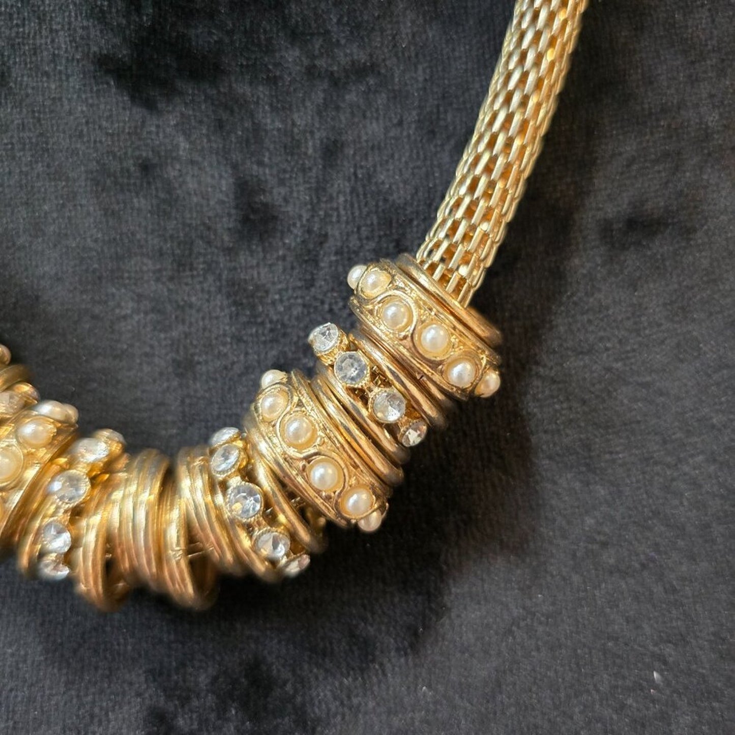 Womens Ivory Faux Pearls Gold Tone Snake Chain Necklace with Lobster Clasp