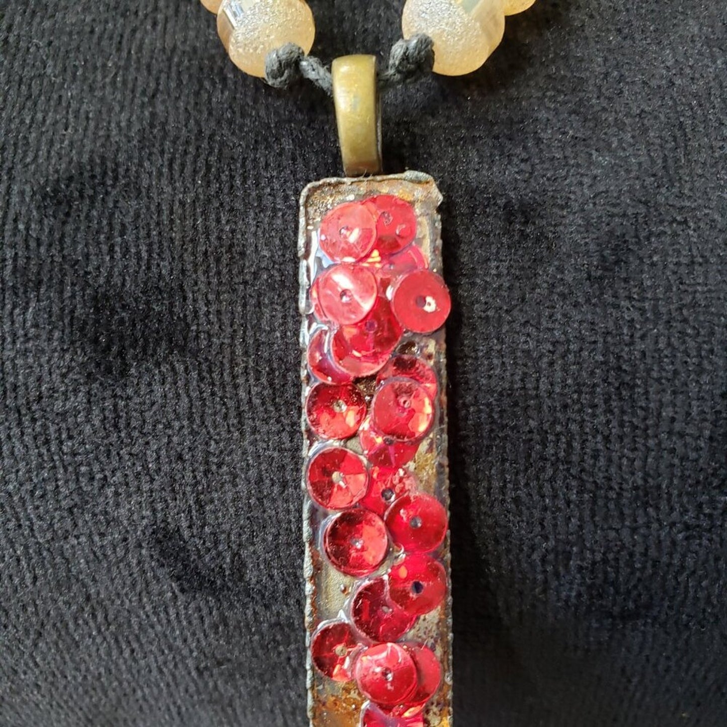Custom Yellow Crystal Beads Jasper Rectangle Tower Necklace with Lobster Clasp