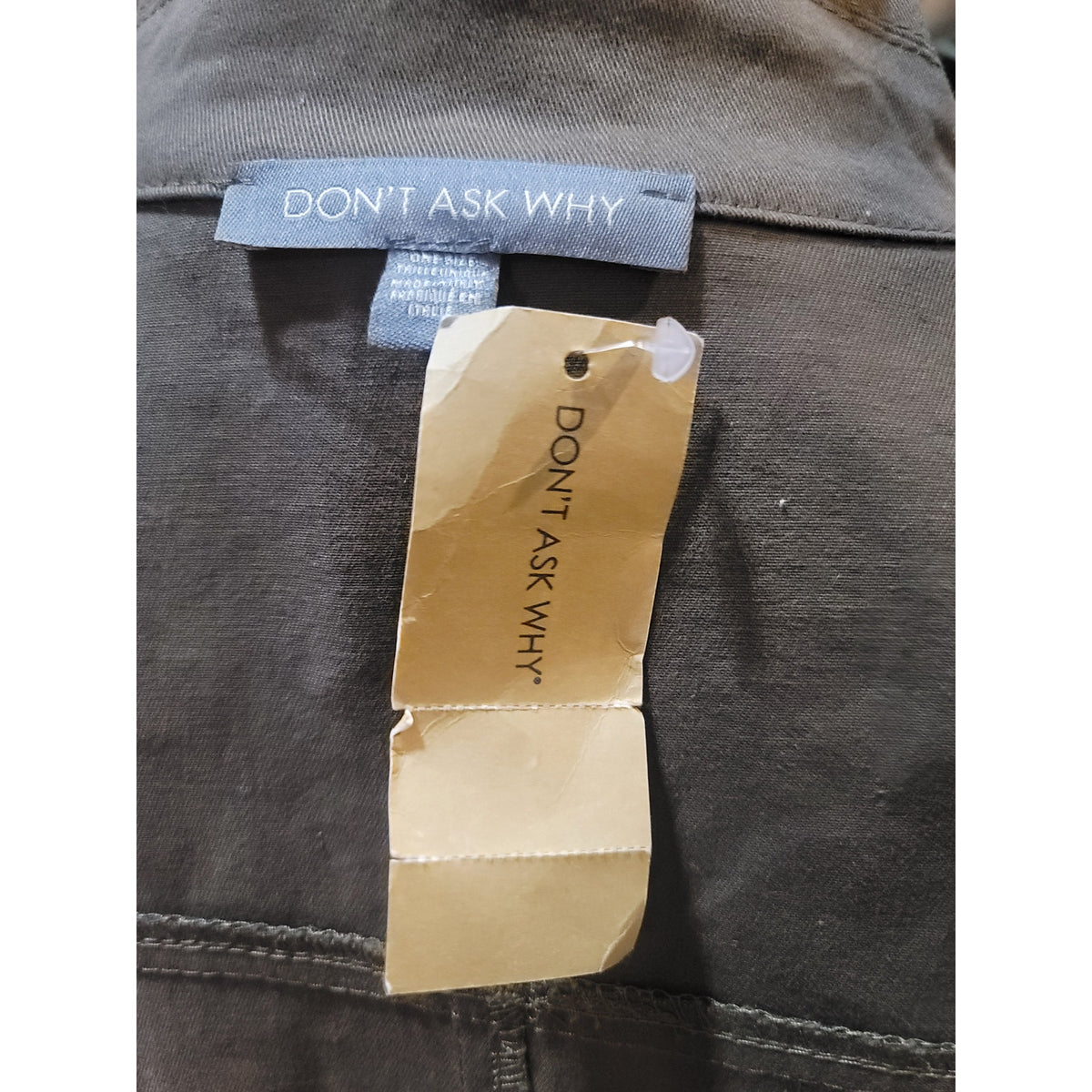 Dont Ask Why Military Jacket Women One Size Olive Green Button Front Long Sleeve