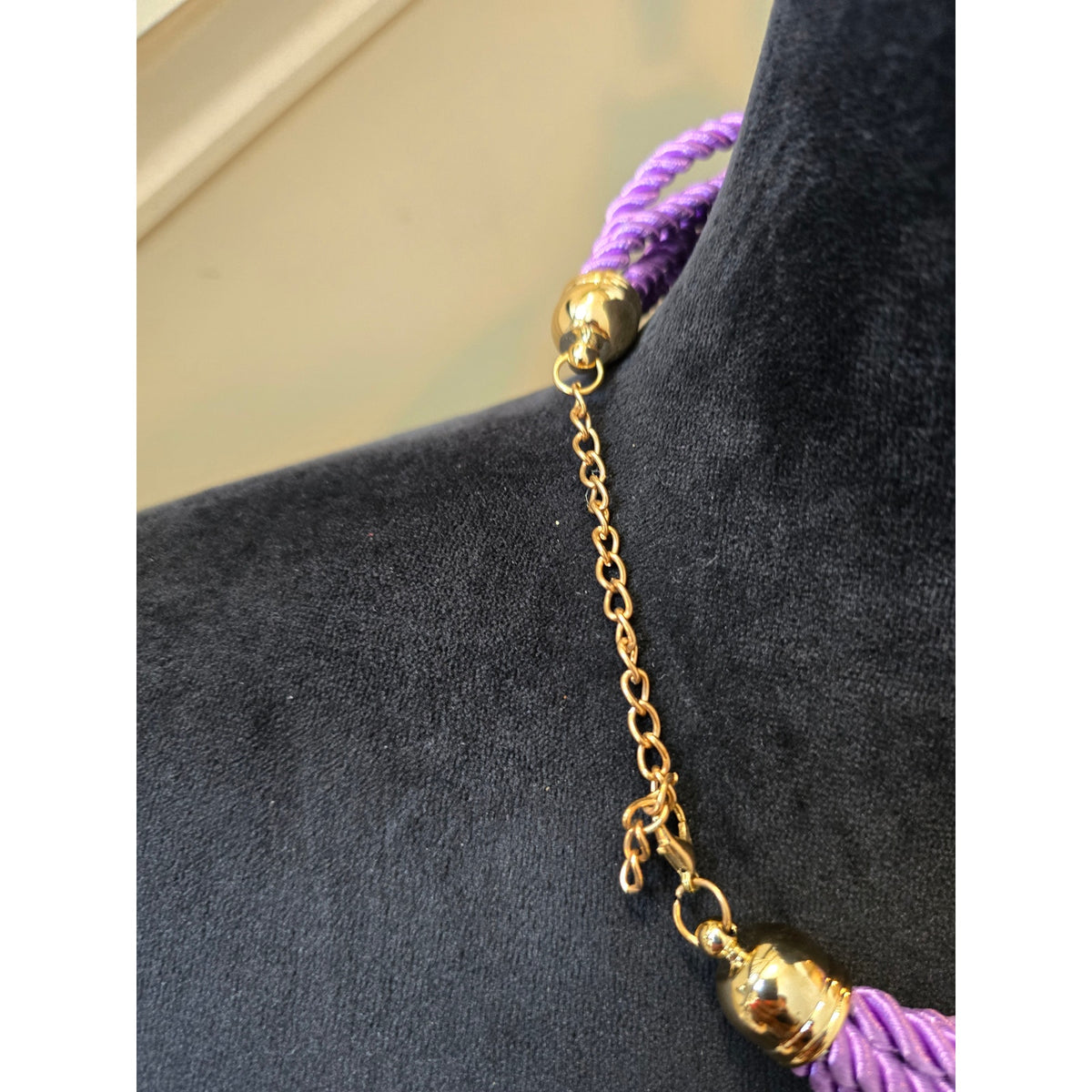 Women Purple Rope Knot Statement Necklace Chunky Handmade Fashion Jewelry