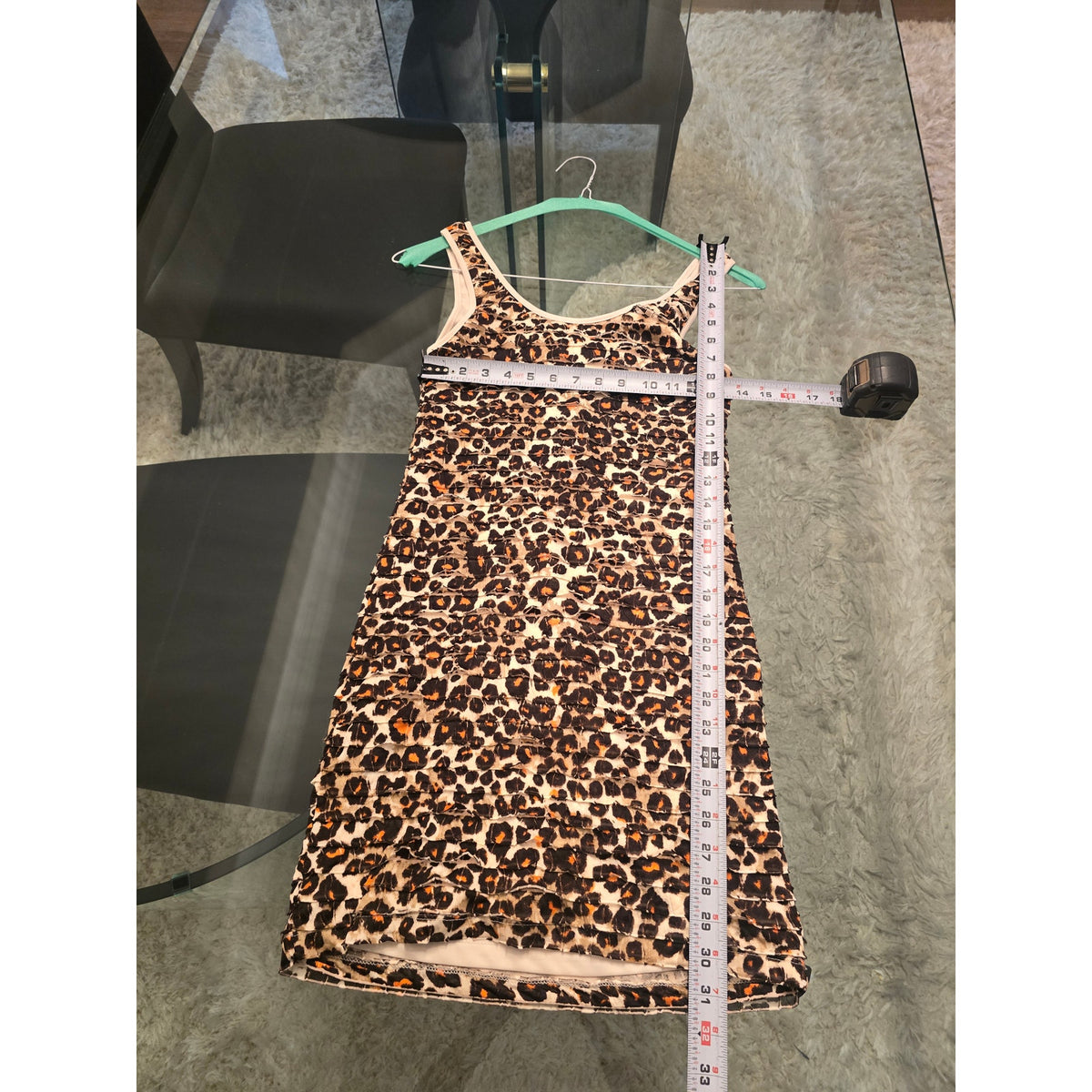 Women’s Small Leopard Print Bodycon Mini Dress Sleeveless Scoop Neck