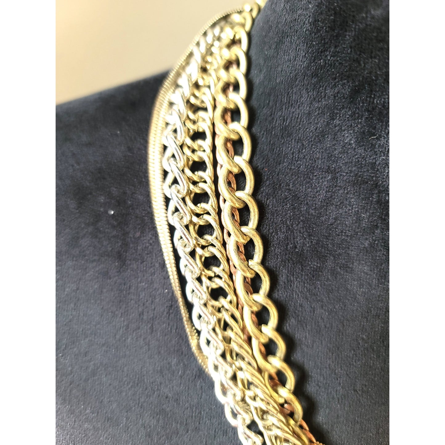 Women's Gold Multi Layer Chunky Chain Statement Necklace Lobster Clasp Bold