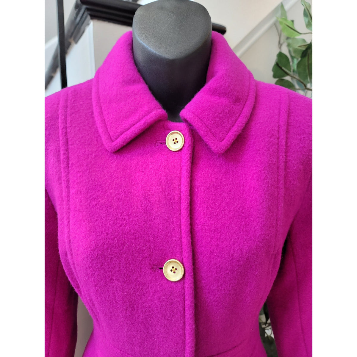 J. Crew Peacoat Women's SZ 2 Hot Pink Button Up Front Fully Lined Long Sleeve