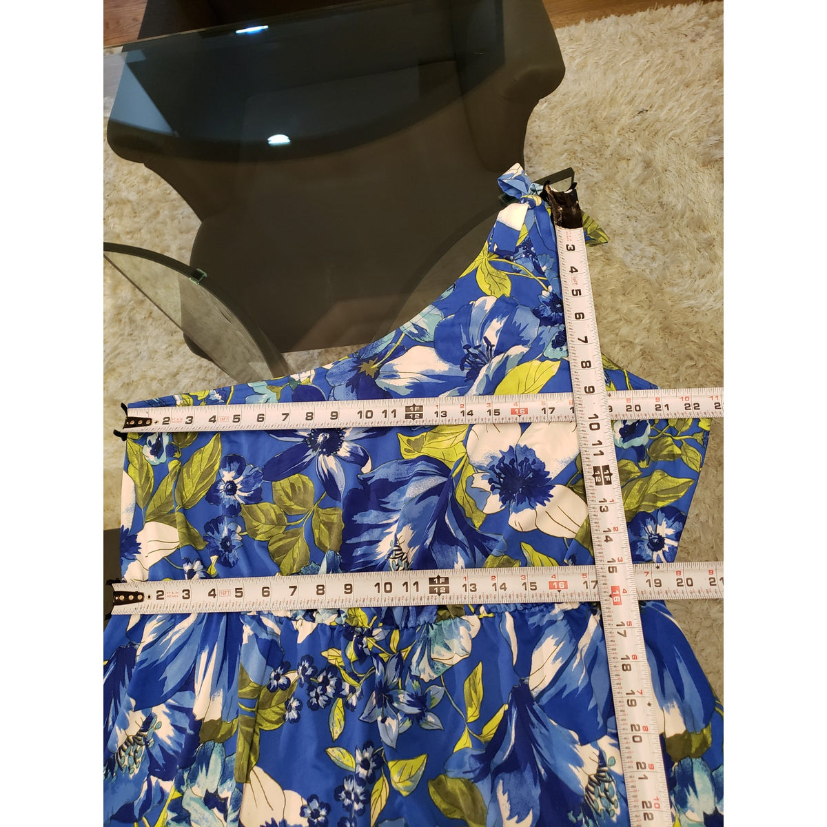 Tacera Maxi Dress Women's Size 2X Blue Floral Stretch Sleeveless Shoulder Tie