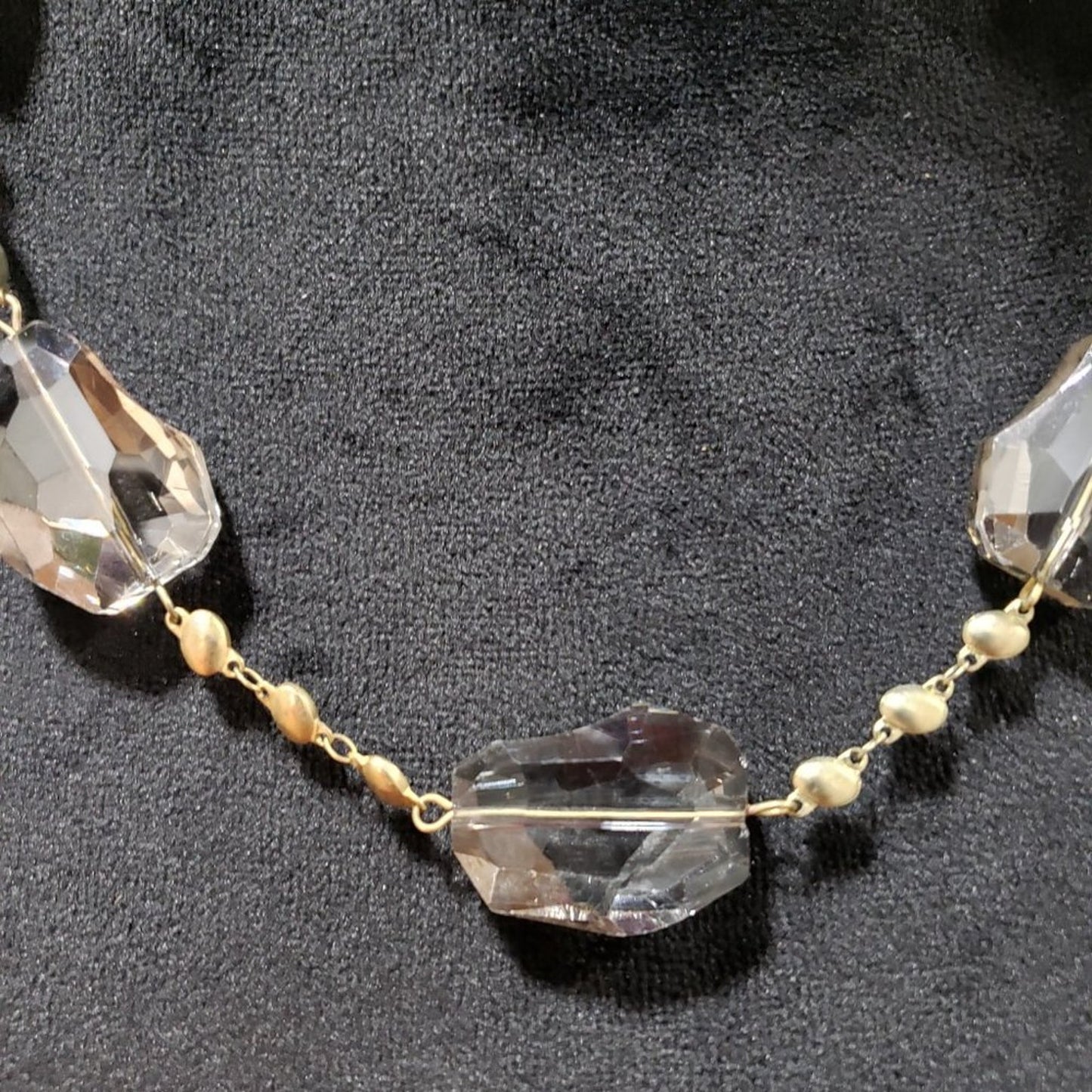 Women Fashion Clear Faceted Round Glass Beaded Collar Necklace w/ Lobster Clasp