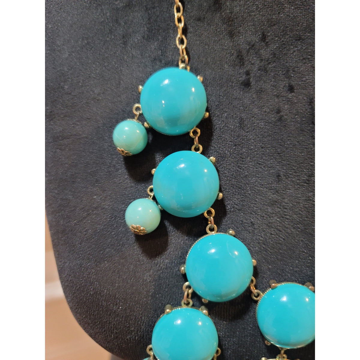 Women's Turquoise Beaded Statement Necklace With Lobster Clasp Lock Jewelry Gift