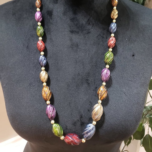 Womens Fashion Multicolour Agate Gemstone Beaded Necklace with Lobster Clasp