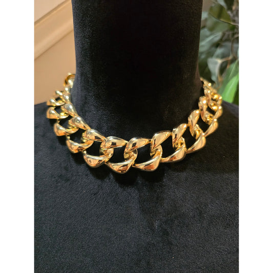 Chunky Gold Tone Chain Necklace Bold Statement Link Fashion Jewelry Women