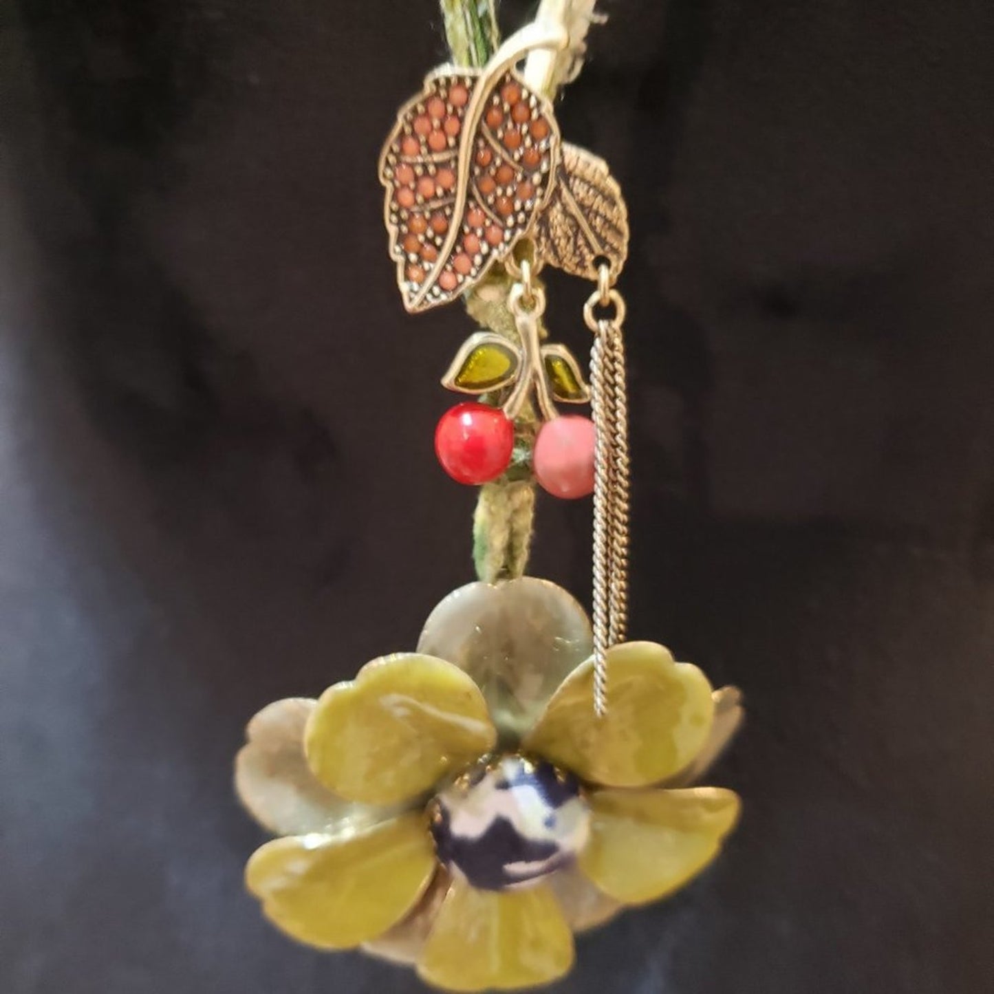 Womens Fashion Multicolor Large Flower Leaves Pendant Necklace w/ Lobster Clasp