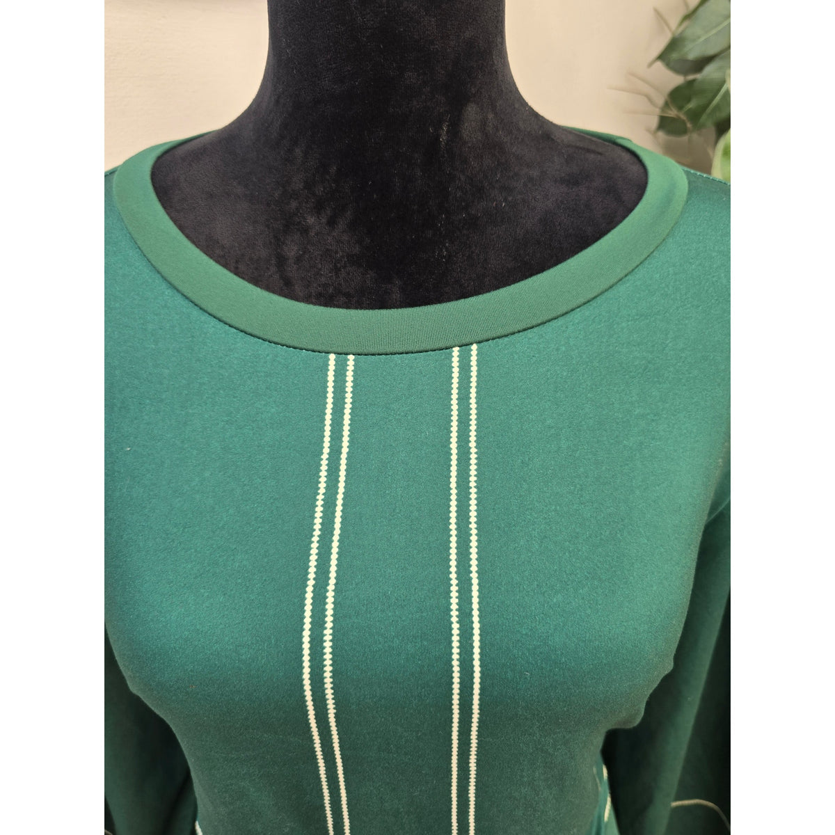 Shein Curve Fit & Flare Dress 2XL Green Patchwork Round 3/4 Sleeve Drop Shoulder