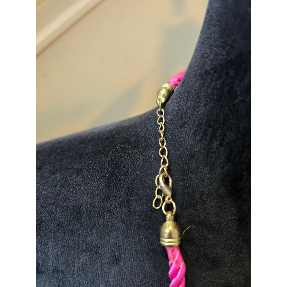 Women Bohemian Statement Rope Necklace Handcrafted Pink Cord Fashion Jewelry