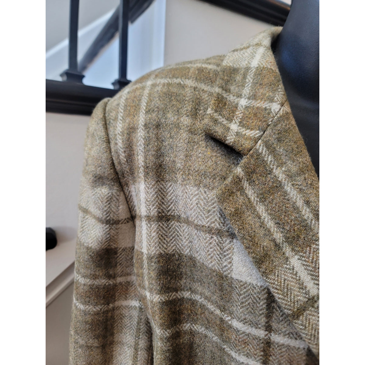 Jones New York Skirt Suit Women's SZ 16W Olive Green Herringbone Plaid Blazer
