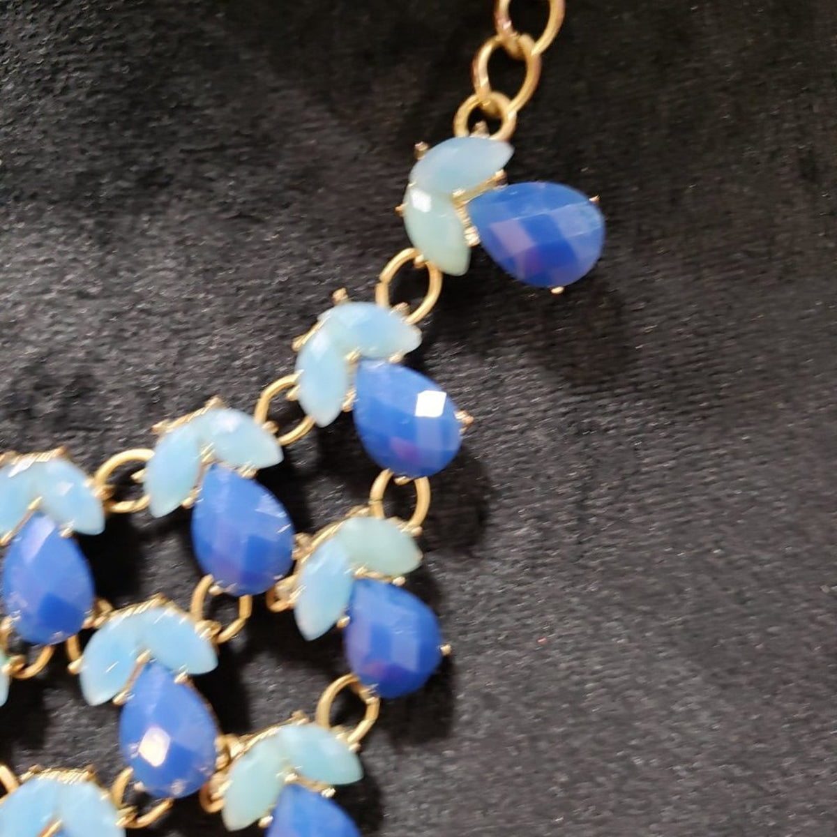 Womens Fashion Blue Choker Costume Beaded Statement Necklace with Lobster Clasp