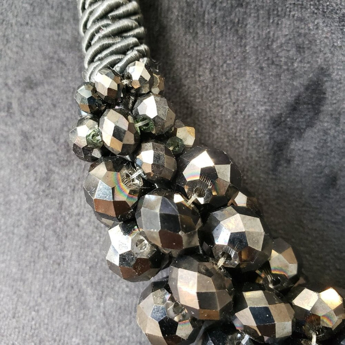 Womens Fashion Black Crystal Bead Collar Statement Necklace with Lobster Clasp