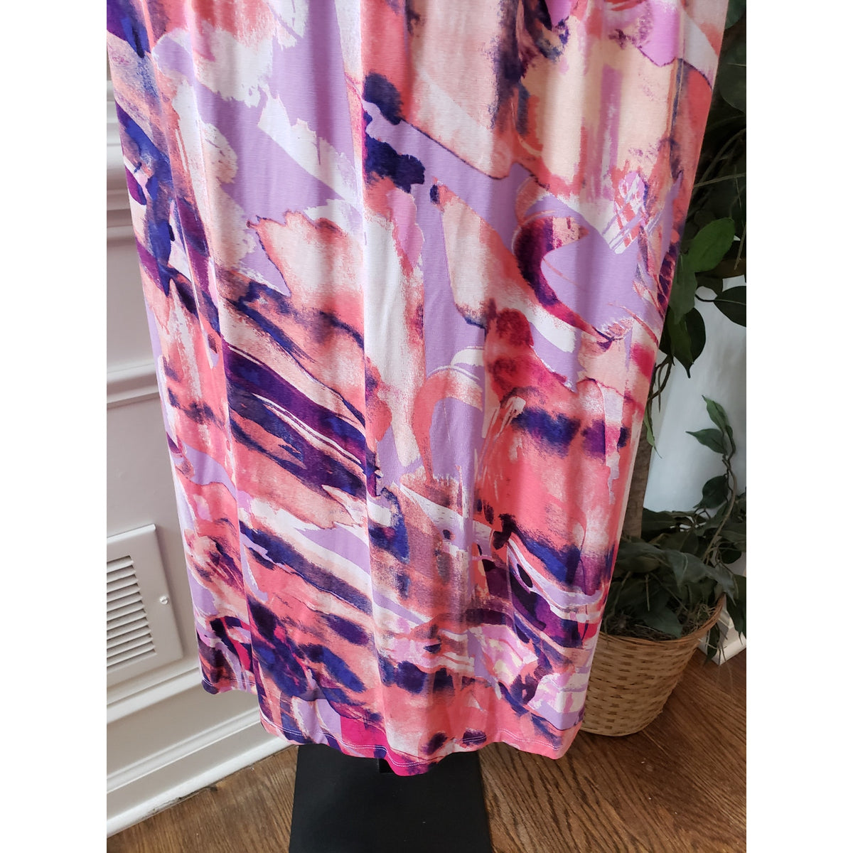 LOGO by Lori Goldstein Dress Women 2X Multicolor Midi Stretch Soft Knit Casual