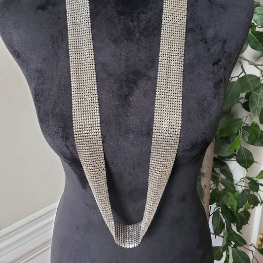 Womens Fashion Silver Tone Mesh Statement Necklace with Lobster Clasp