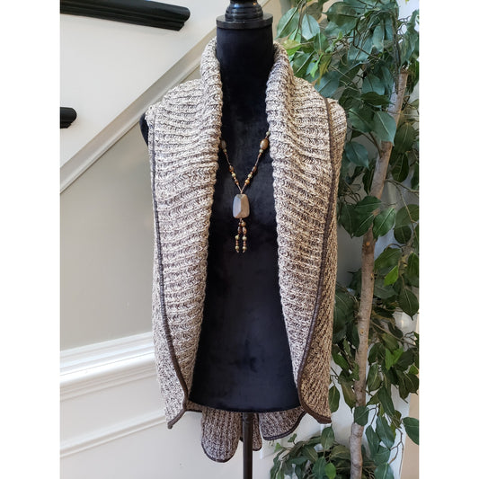 New Directions Cardigan Sweater Womens Size 2X Brown Flowy Sleeveless Open Front